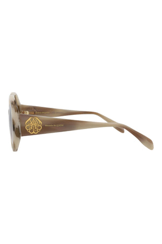 Alexander McQueen AM0285S Ivory Horn Sunglasses