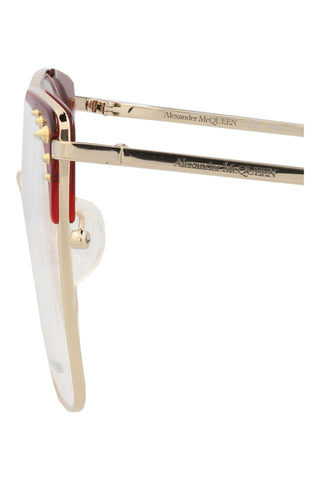 Alexander McQueen AM0312O Light Gold/Transparent Burgundy Eyeglasses