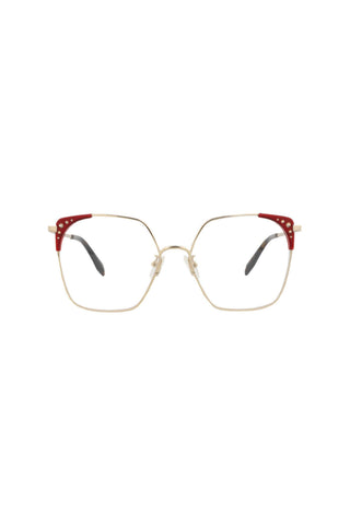 Alexander McQueen AM0312O Light Gold/Transparent Burgundy Eyeglasses