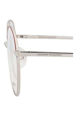 Alexander McQueen AM0369O Silver/Burgundy Eyeglasses