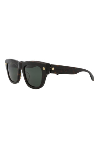 Alexander McQueen AM0425S Dark Havana w/Light Gold Studs Sunglasses