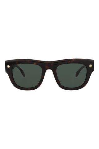Alexander McQueen AM0425S Dark Havana w/Light Gold Studs Sunglasses