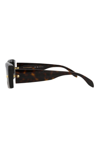 Alexander McQueen AM0426S Dark Havana w/Light Gold Studs Sunglasses