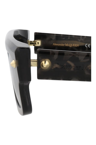 Alexander McQueen AM0427S Grey Havana w/Light Gold Studs Sunglasses