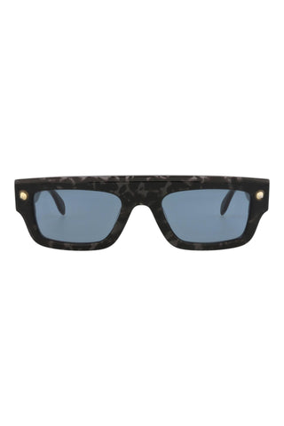 Alexander McQueen AM0427S Grey Havana w/Light Gold Studs Sunglasses