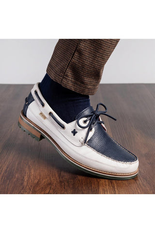 Amalfi Leather Derby - Navy & White-Dellamoda