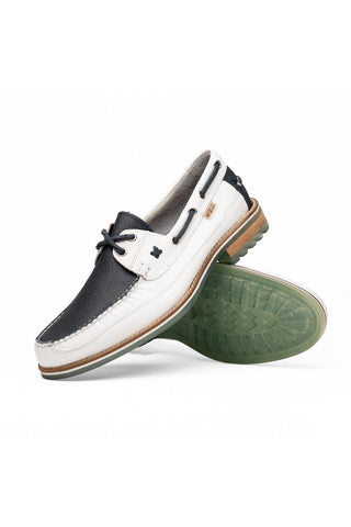 Amalfi Leather Derby - Navy & White-Dellamoda
