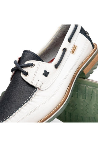Amalfi Leather Derby - Navy & White-Dellamoda