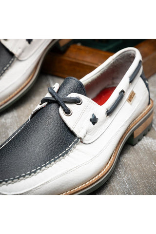 Amalfi Leather Derby - Navy & White-Dellamoda