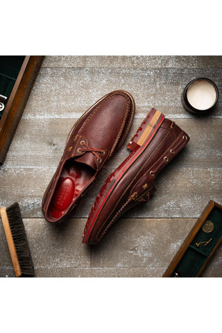 Amalfi Leather Derby - Wine-Dellamoda