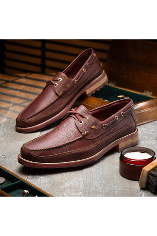 Amalfi Leather Derby - Wine-Dellamoda