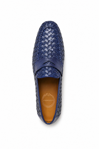 Ambrogio 21101 Woven Leather Penny Loafer