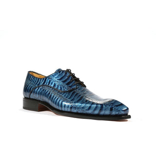 Blue Ostrich Leg Print Shoes