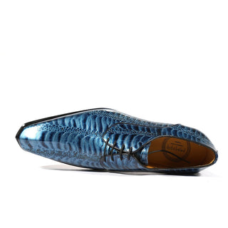 Blue Ostrich Leg Print Shoes