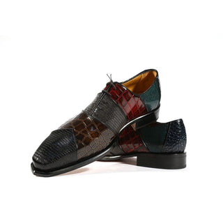 Ambrogio 39139 Men's Shoes Multi-Color Lizard Print / Crocodile Print / Calf-Skin Leather Oxfords (AMB1001)-AmbrogioShoes
