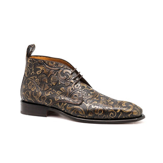 Ambrogio 40411-A147 Men's Shoes Brown OakNut Vintage Flower Print / Calf-Skin Leather Chukka Boots (AMBX1003)-AmbrogioShoes