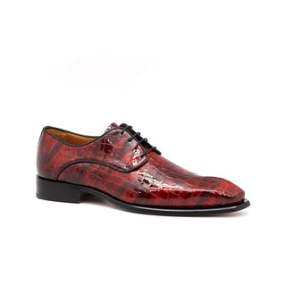 Ambrogio 40425-A147 Men's Shoes Red Crocodile Print / Patent Leather Derby Oxfords (AMBX1017)-AmbrogioShoes
