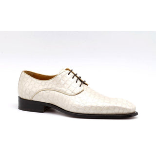 Ambrogio 40426-A147 Men's Shoes White Crocodile Print / Patent Leather Derby Oxfords (AMBX1018)-AmbrogioShoes