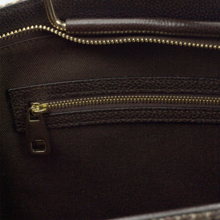Ambrogio 2926 Unisex Beige & Brown Fabric / Full Grain Leather Satchel Bag (AMBH1021)-AmbrogioShoes