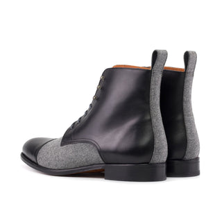Ambrogio Bespoke Black & Gray Fabric / Leather Jumper Boots (AMB2501)