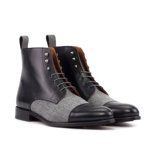 Ambrogio Bespoke Black & Gray Fabric / Leather Jumper Boots (AMB2501)