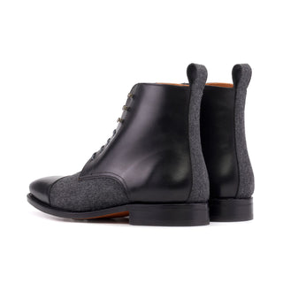 Ambrogio Bespoke Black & Gray Fabric / Leather Jumper Boots (AMB2502)