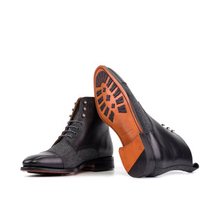 Ambrogio Bespoke Black & Gray Fabric / Leather Jumper Boots (AMB2502)