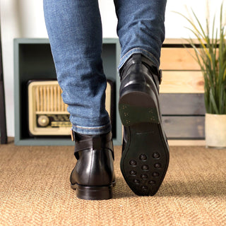 Ambrogio Bespoke Black Leather Jodhpur Boots (AMB2401)