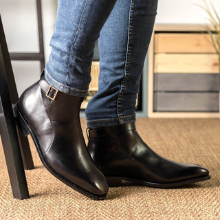 Ambrogio Bespoke Black Leather Jodhpur Boots (AMB2401)
