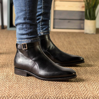 Ambrogio Bespoke Black Leather Jodhpur Boots (AMB2401)