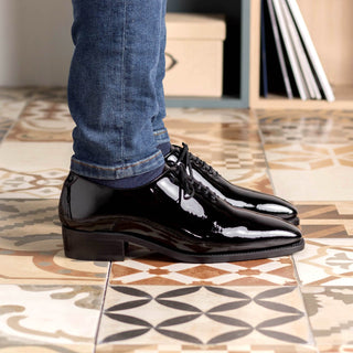 Ambrogio Bespoke Black Patent Belgravia High-Heel Wholecut Oxfords (AMB2388)