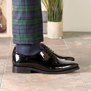 Ambrogio Bespoke Black Patent Wholecut Oxfords (AMB2386)