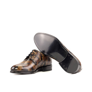 Ambrogio Bespoke Brown Camo Patina Leather Derby Oxfords (AMB2352)