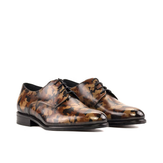 Ambrogio Bespoke Brown Camo Patina Leather Derby Oxfords (AMB2352)