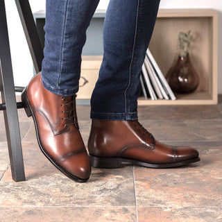 Ambrogio Bespoke Brown Leather Jumper Boots (AMB2407)