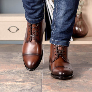 Ambrogio Bespoke Brown Leather Jumper Boots (AMB2407)