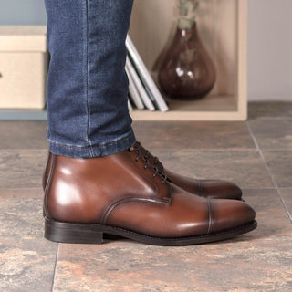 Ambrogio Bespoke Brown Leather Jumper Boots (AMB2407)