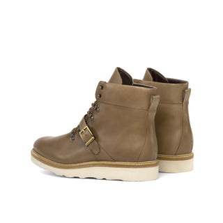 Ambrogio Bespoke Brown Patina Leather Hiking Boots (AMB2282)