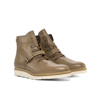 Ambrogio Bespoke Brown Patina Leather Hiking Boots (AMB2282)