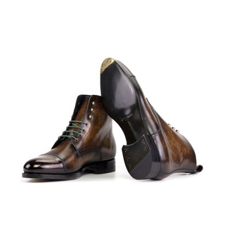 Ambrogio Bespoke Brown Patina Leather Jumper Boots (AMB2507)