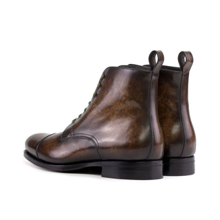 Ambrogio Bespoke Brown Patina Leather Jumper Boots (AMB2507)
