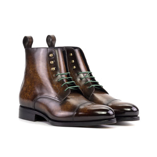 Ambrogio Bespoke Brown Patina Leather Jumper Boots (AMB2507)