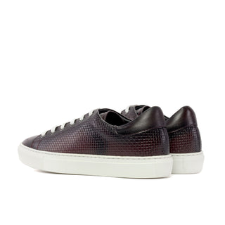 Ambrogio Bespoke Burgundy Calf-Skin / Woven Leather Trainer Sneakers (AMB2484)