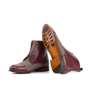 Ambrogio Bespoke Burgundy Fabric / Leather Jumper Boots (AMB2503)