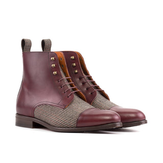 Ambrogio Bespoke Burgundy Fabric / Leather Jumper Boots (AMB2503)