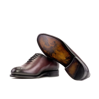 Ambrogio Bespoke Burgundy Leather Whole-cut Oxfords (AMB2278)