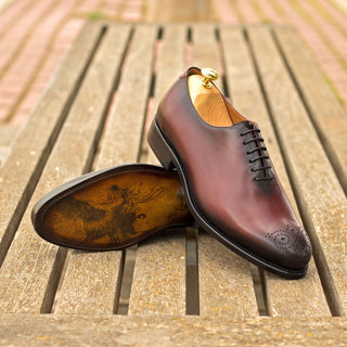 Ambrogio Bespoke Burgundy Leather Whole-cut Oxfords (AMB2278)