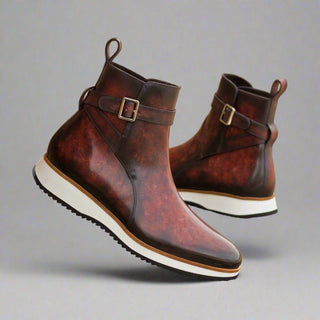 Ambrogio Bespoke Burgundy Patina Leather Jodhpur Boots (AMB2289)