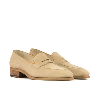 Ambrogio Bespoke Camel Suede Penny Loafers (AMB2393)