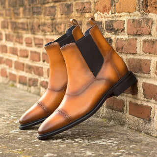 Ambrogio Bespoke Cognac Leather Chelsea Boots (AMB2276)